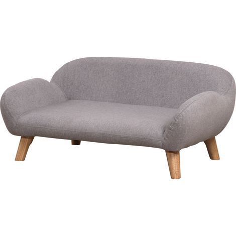 Canapé chien style scandinave pieds bois revêtement tissu 72 x 44 x 31 cm gris