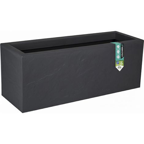 Jardinière Balconnière - 25 L - Imitation Pierre - Système Rétention Eau - Anti-UV - Intérieur Extérieur - 59 x 19,5 x 22,8 cm - Gris Anthracite (1/5)