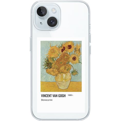 Custodia per iPhone 15, trasparente, Flexi in silicone, girasoli Van Gogh (1/5)