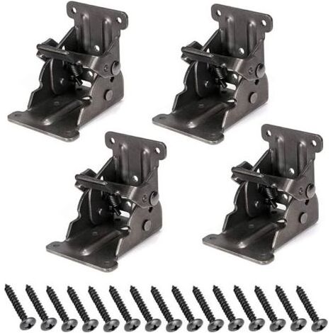 Supports pliants pour pied de table, quincaillerie de charnière pliable, extension auto-verrouillable Support de support d'étagère pliable pour pied de lit, étagère murale, gain de place, lot de 4 (1/5)