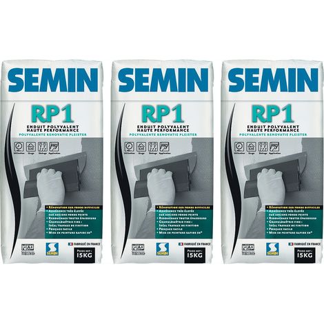 Enduit de Rénovation Polyvalent Semin - RP1 - Intérieur - Poudre - Sac 15 kg (lot de 3) (1/4)