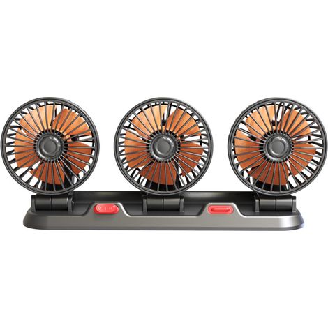 Ventilateur Voiture 3 Têtes – 360° – 2 Vitesses – Affichage – Camion/Bateau – Puissant (1/5)