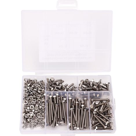 300-teiliges Set aus M3-Sechskantschrauben und -muttern mit Aufbewahrungsbox, gleichmäßige Steigung, oxidations- und korrosionsbeständig, Edelstahlbefestigungselemente (1/5)