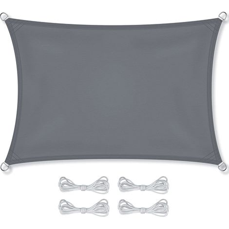 Toile d'ombrage rectangulaire - voile solaire - 3x2 m - gris