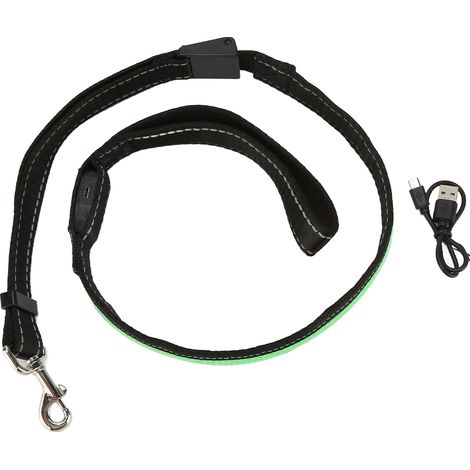 Wiederaufladbare Hundeleine mit USB-Anschluss, integrierter LED-Beleuchtung, atmungsaktiv und mit Zugkordel, ideal für kleine und mittelgroße Katzen und Hunde (grün). (1/5)