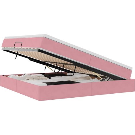 Maison Exclusive - Letto con contenitore e materasso Rosa 200 x 200 cm Velluto