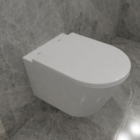 AICA Badezimmer Hänge WC Spülrandlos Design Toilette WC Mit Soft-Close Sitz (1/5)
