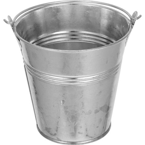 Petit Seau en Fer Argenté Compact et Stable, Seau à Fleurs Métallique de 16,5 Cm de Profondeur pour Décoration Intérieure et Accessoires Photo (1/5)