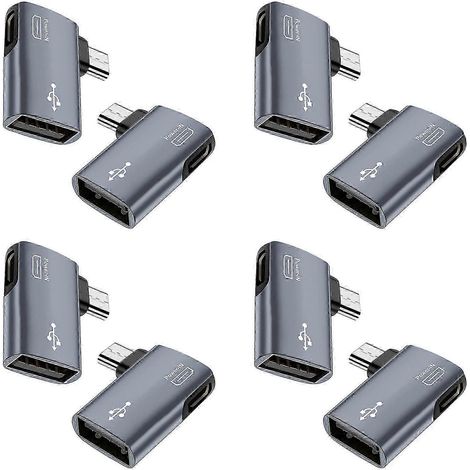 Adaptateur OTG 8 pièces pour Fire TV Stick, adaptateur micro-USB vers USB coudé à 90° (gauche/droite) pour téléphones et tablettes Android (QAQ) (1/5)