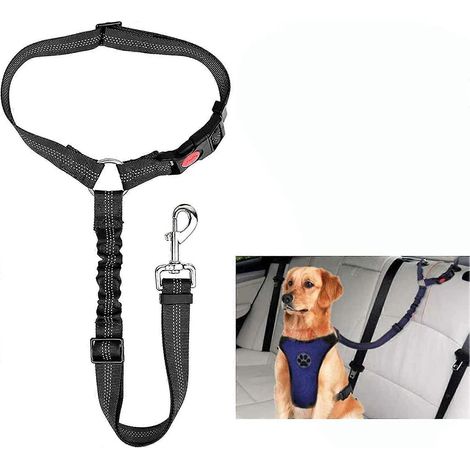 Ceinture de sécurité pour chien en voiture, réglable avec appuie-tête élastique et sangle élastique (1/5)