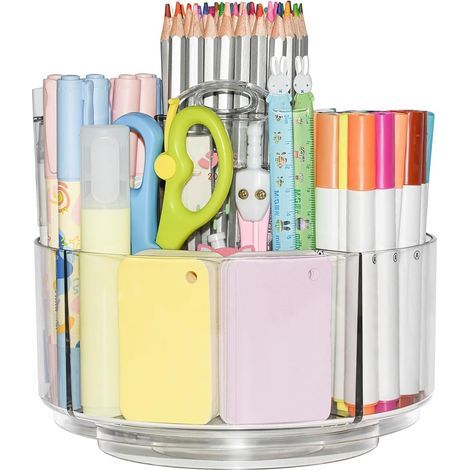 Porte-crayons en acrylique transparent, rotatif à 360 degrés () (1/5)