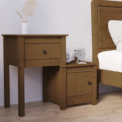 Table de chevet flottante-Table de nuit Marron miel 79,5x38x65,5 cm Bois de pin massif 679718 (1/5)
