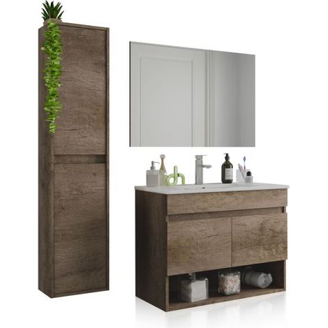Pack de baño con lavabo de resina y columna Thai Plus Nordik (ancho) x 64cm (alto)