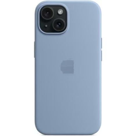 Coque pour iPhone 15 compatible MagSafe, en silicone résistant aux rayures - Rouge et bleu clair