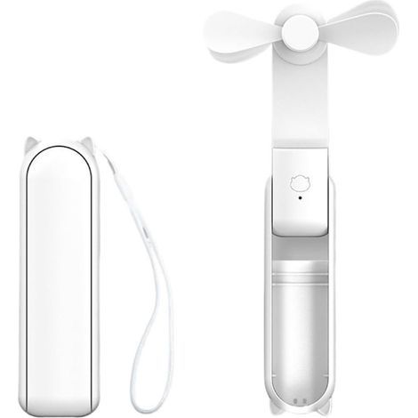 Mini fan - Portable fan - USB fan - Foldable - Three speeds - Concealed soft blades - 270° swivel - White (1/5)