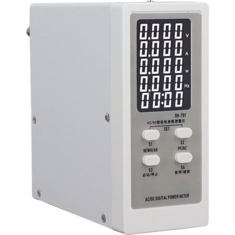 Multimètre de bureau haute précision, mesure de la tension (V), du courant (A), de la puissance active (W), du facteur de puissance (PF) et de la fréquence (Hz). Prise UE, 220 V CA. (1/5)