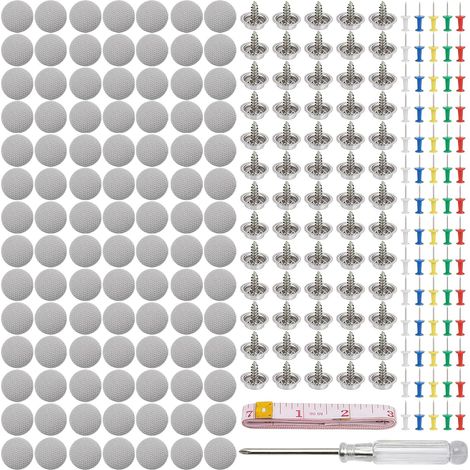 100Pcs Rivets de Réparation pour Toit de Voiture, Punaise Ciel de Toit Voiture Universels, Base Renforcée, avec 100 Goupilles de Positionnement pour Bouton, 1 Ruban à Mesurer et 1 Tournevis (1/5)