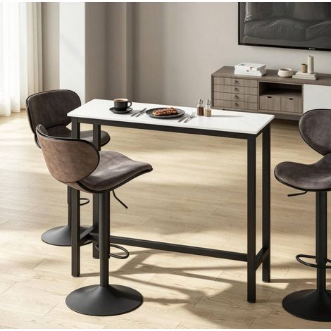 Table de bar 120/40/100 cm noire effet marbre blanc avec repose-pieds (1/5)
