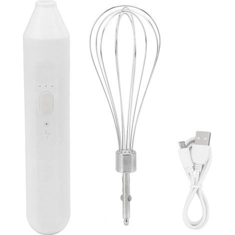 Batteur à Oeufs électrique, Batterie 1200 MAh, Batteur à Main sans Fil Rechargeable USB 3 Vitesses pour la Fabrication du café (Blanc) (1/5)