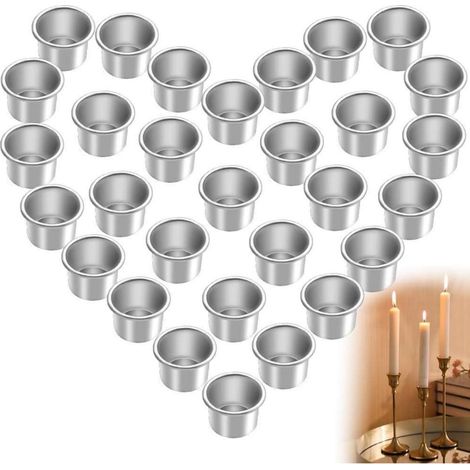 30 Stück Kerzenhalter für Stabkerzen aus Metall, Silber, 22,2mm Innendurchmesser (1/5)