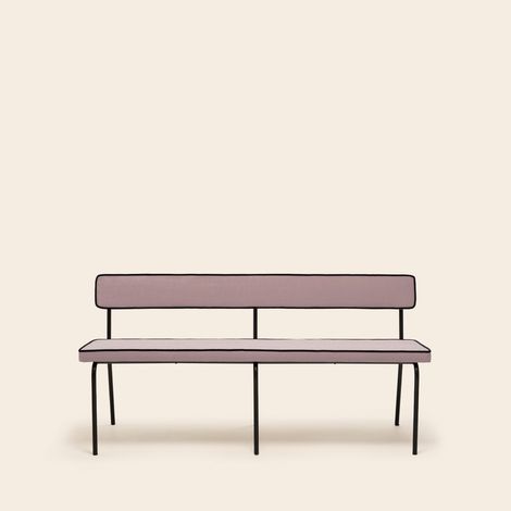 Banc en Velours uni Dalila et passepoil noir YSABEAU (1/4)