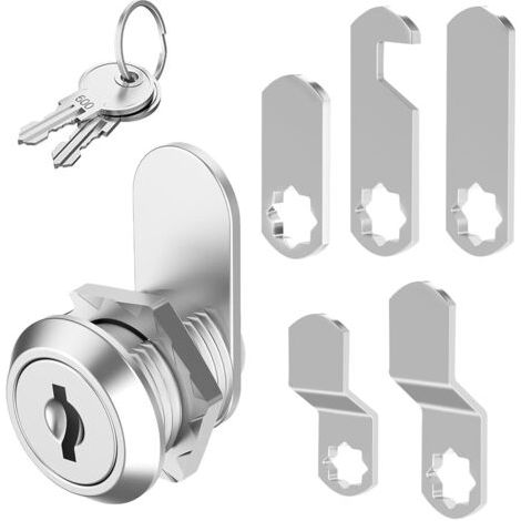 16mm Serrure Boite Aux Lettres avec 5 Plaques de Serrure Différentes et 2 Clés Serrure de Sécurité de Came D'armoire pour Boîte Aux Lettres/à Outils, Casier, Classeur (1/4)