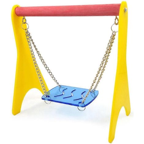 Balançoire en acrylique pour poussins avec chaînette de suspension, perchoir pour cage, support d'entraînement pour oiseaux (perroquets, poules, aras). (1/5)