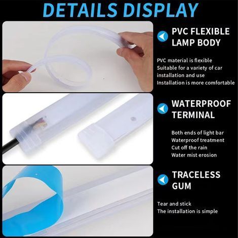 2× Flexible LED-Anzeigeleisten 2835 mit hochsichtbaren Leuchtperlen und automatischer Blinkfunktion (1/5)