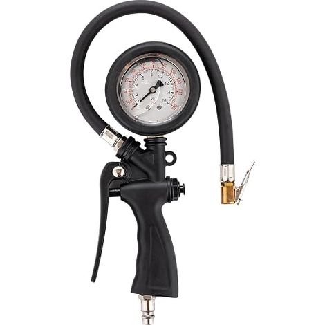 Tyre Inflator Gauge with Liquid Filled Fluid 230 PSI Air Gun Compressed Air Chuck Cars Van RV Bikes Tire Tool 230800 (1/5)
