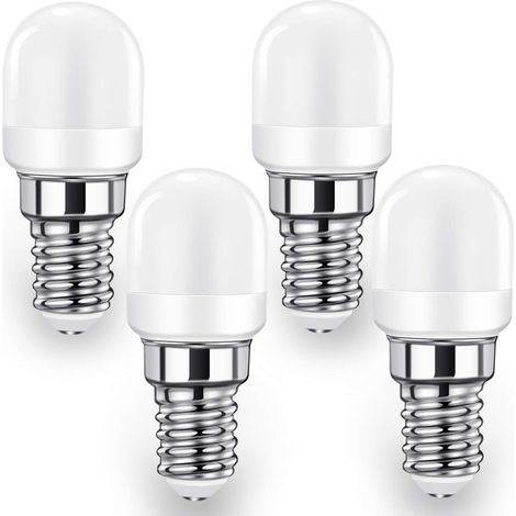 Bombilla LED E14 para frigoríficos, 2W, 140 lúmenes, blanco frío 6000K, apta para frigoríficos, campanas extractoras, luces nocturnas y máquinas de coser, pack de 4.