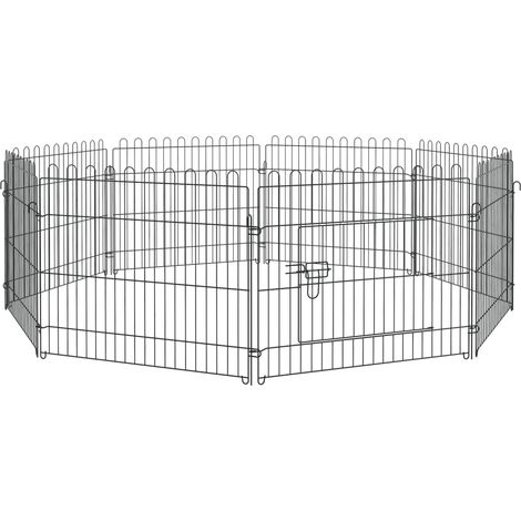 Modulares Welpen- und Kleintiergehege aus Stahl 71 x 61 cm, schwarz MODENUIT (1/4)