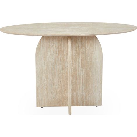 Console moderne ovale 120cm Calyptus Effet travertin Beige