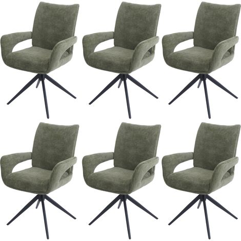 Lot de 6 chaises de salle à manger HWC-O78 chaise de cuisine pivotante avec retour automatique tissu/textile chenille (1/5)