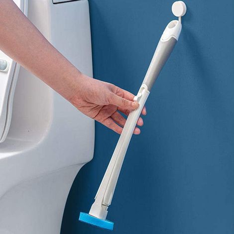 Brosse WC jetable avec 10 têtes de rechange désinfectantes, système de nettoyage puissant, kit complet pour toilettes. (1/5)