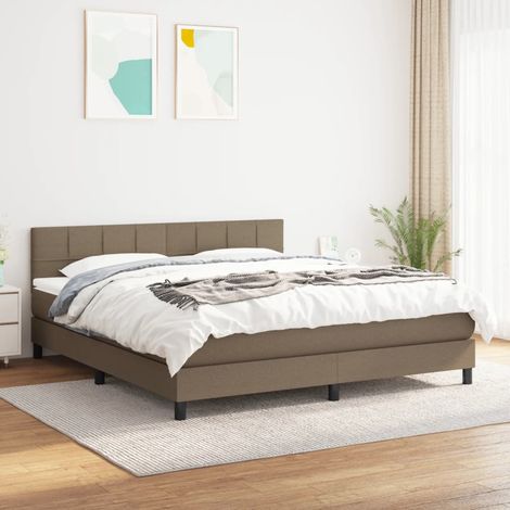 vidaXL Sommier à lattes de lit avec matelas Taupe 160x200 cm Tissu (1/5)