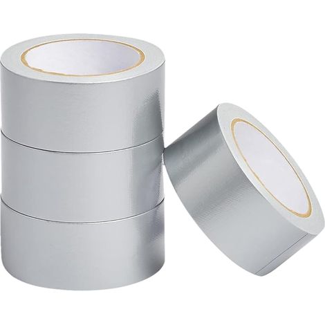 Basics Lot de 4 rouleaux de ruban adhésif de haute résistance, Largeur 50mm longueur 20m, argenté, idéal pour un usage général, diverses réparations, le bricolage et les activités en extérieur