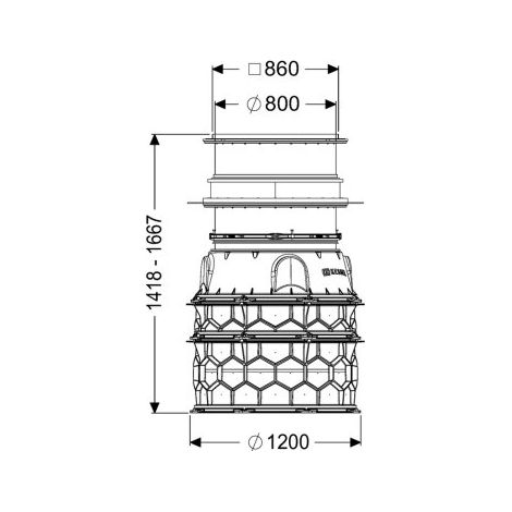 - Module d'arbre LW 1000, accès à la plaque de base LW 800, 1418-1667 mm, classe K 3