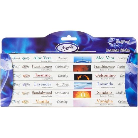 Coffret d'encens - STAMFORD - 6 encens - Ambiance relaxante - 8 bâtons par paquet - 100% naturel