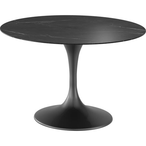 Tavolo Fisso Side 120x120x76 cm Top in Ceramica Marmo Nero (1/3)