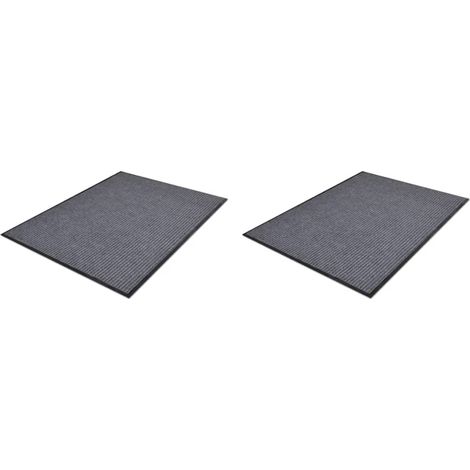 Juego de 2 felpudos de PVC gris 90x60 cm DEC023148 (1/5)