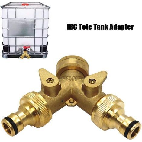 Distributeur eau Y 3/4'' laiton - Division flux eau - Maison/réservoir IBC - 2 voies, robinet sortie - Plombiers et propriétaires (1/4)
