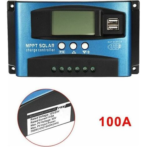 100-A-MPPT-Solarladeregler (12 V/24 V) – Optimale Effizienz – LCD-Anzeige – Überlast- und Tiefentladeschutz