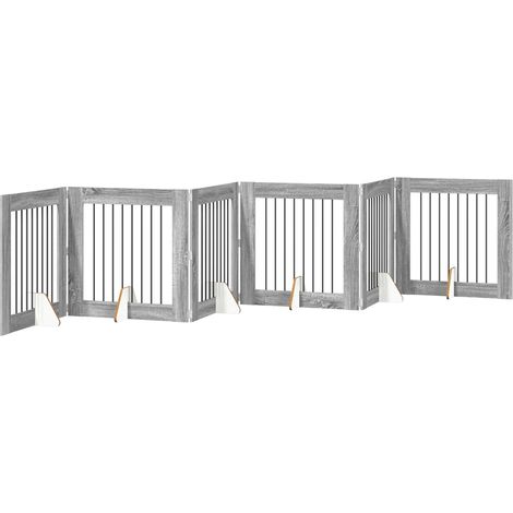 Foldable Dog Gate with Stands 6 pcs Grey Sonoma 482 cm vidaXL