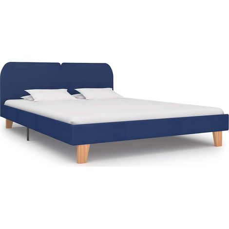 Bettgestell ohne Matratze Blau Stoff 150x200 cm vidaXL (1/5)