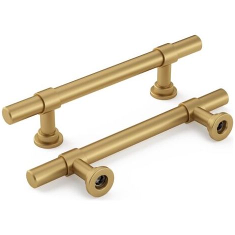 QORVA-2 poignées dorées pour armoires et tiroirs. Entraxe des trous : 160 mm. Fabriquées en alliage d'aluminium et de zinc. Vis incluses. (1/5)