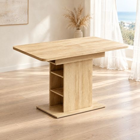 Tavolo estensibile rettangolare 4-6 persone 110-130 cm in MDF effetto legno naturale DESVIAE (1/5)