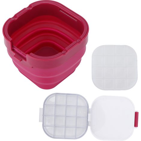Seau pliable rouge 3 en 1 pour laver les pinceaux aquarelle, peinture à l'huile et gouache.