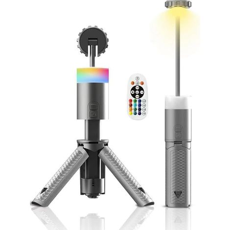 Lampe de Camping D'Extérieur 6000 MAh, Lanterne de Camping Télescopique Rechargeable, Lampe de Portable avec Support Triangulaire Automatique (1/5)