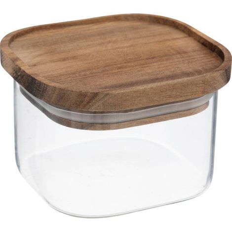 Vaso in vetro hermet da 0,4l con coperchio ermetico in acacia - 5five (1/2)