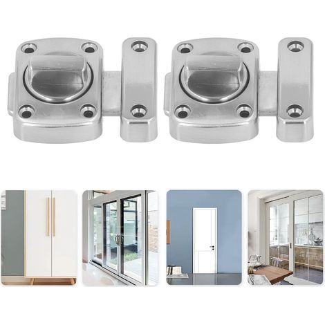Loquet à Boulon Rotatif - Système de Fermeture Zinc - 2x Latch + 12 Vis - Portes, Furniture, Silver (1/5)